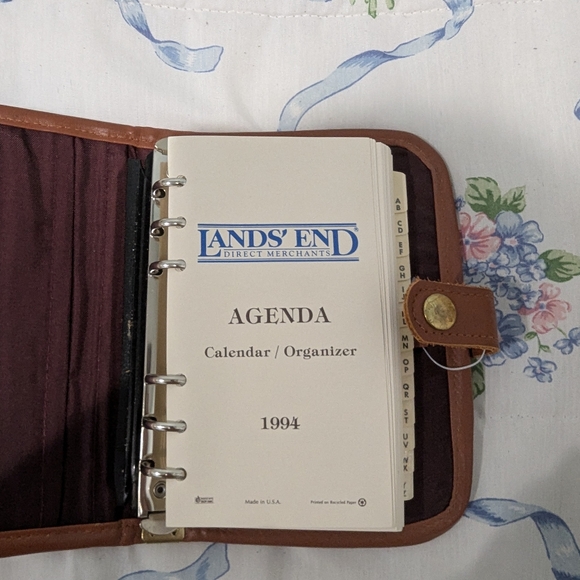 Lands End New maroon and leather address book, agenda. 7.5"x 5" - Picture 2 of 6